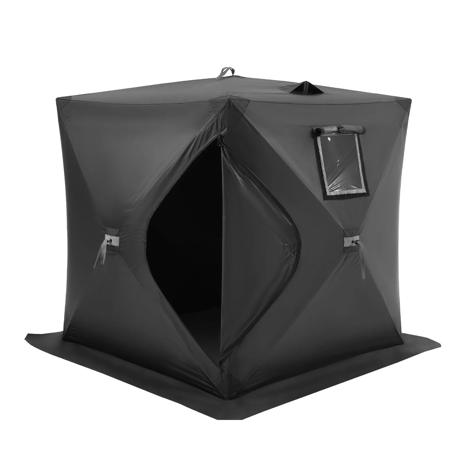 VEVOR Portable Ice Shelter, 1-2 Person Pop-Up Ice Fishing Tent, 24 Square Feet Fishable Area, Ice Shanty for Winter Fishing, Waterproof Oxford Ice Cube with Anchors/Ropes/Carrying Bag, 60"x60", Black 