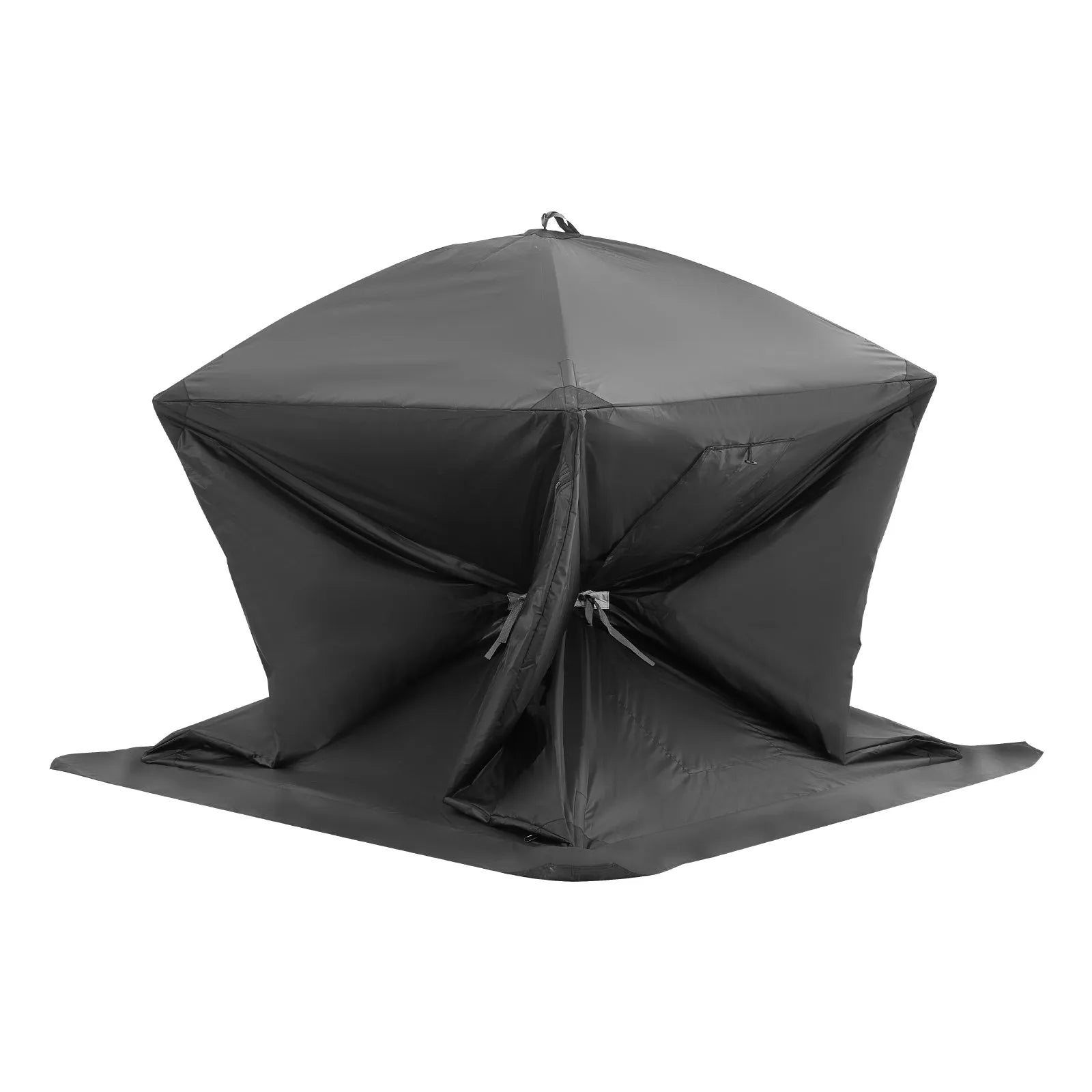 VEVOR Portable Ice Shelter, 1-2 Person Pop-Up Ice Fishing Tent, 24 Square Feet Fishable Area, Ice Shanty for Winter Fishing, Waterproof Oxford Ice Cube with Anchors/Ropes/Carrying Bag, 60"x60", Black 