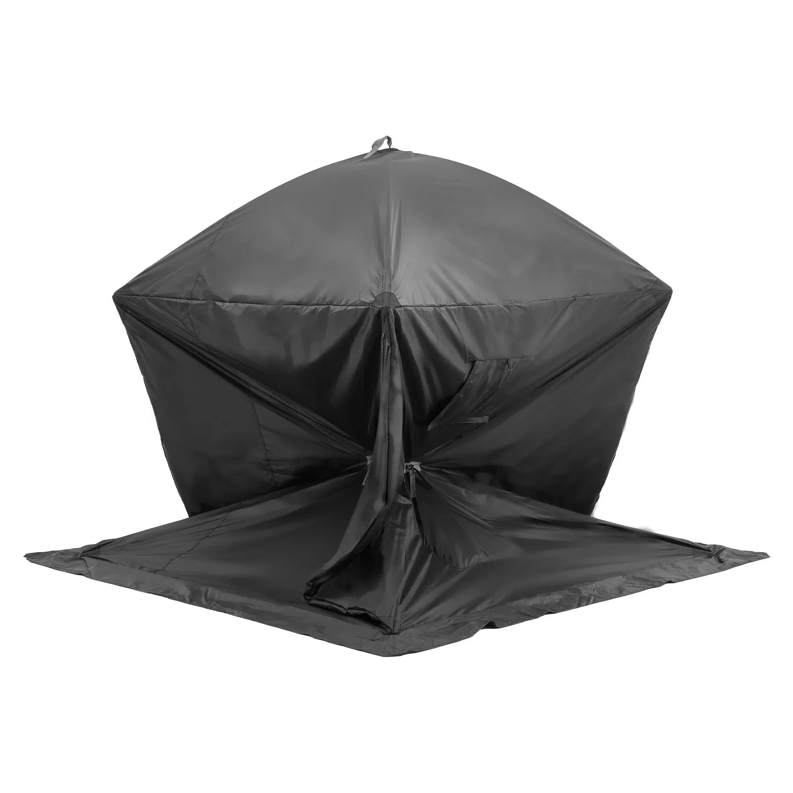 VEVOR Portable Ice Shelter, 3-4 Person Pop-Up Ice Fishing Tent, 35 Square Feet Fishable Area, Ice Shanty for Winter Fishing, Waterproof Oxford Ice Cube with Anchors/Ropes/Carrying Bag, 71"x71", Black 