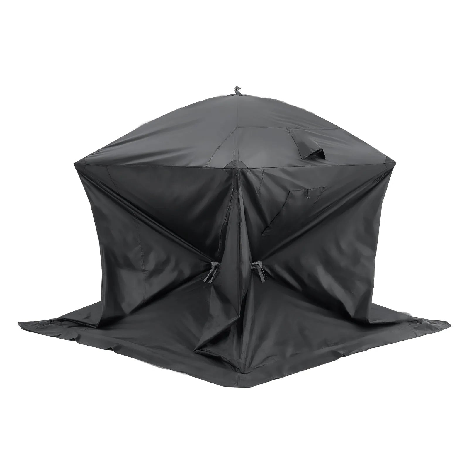 VEVOR Portable Ice Shelter, 3-4 Person Pop-Up Ice Fishing Tent, 43 Square Feet Fishable Area, Ice Shanty for Winter Fishing, Waterproof Oxford Ice Cube with Anchors/Ropes/Carrying Bag, 90"x90", Black 