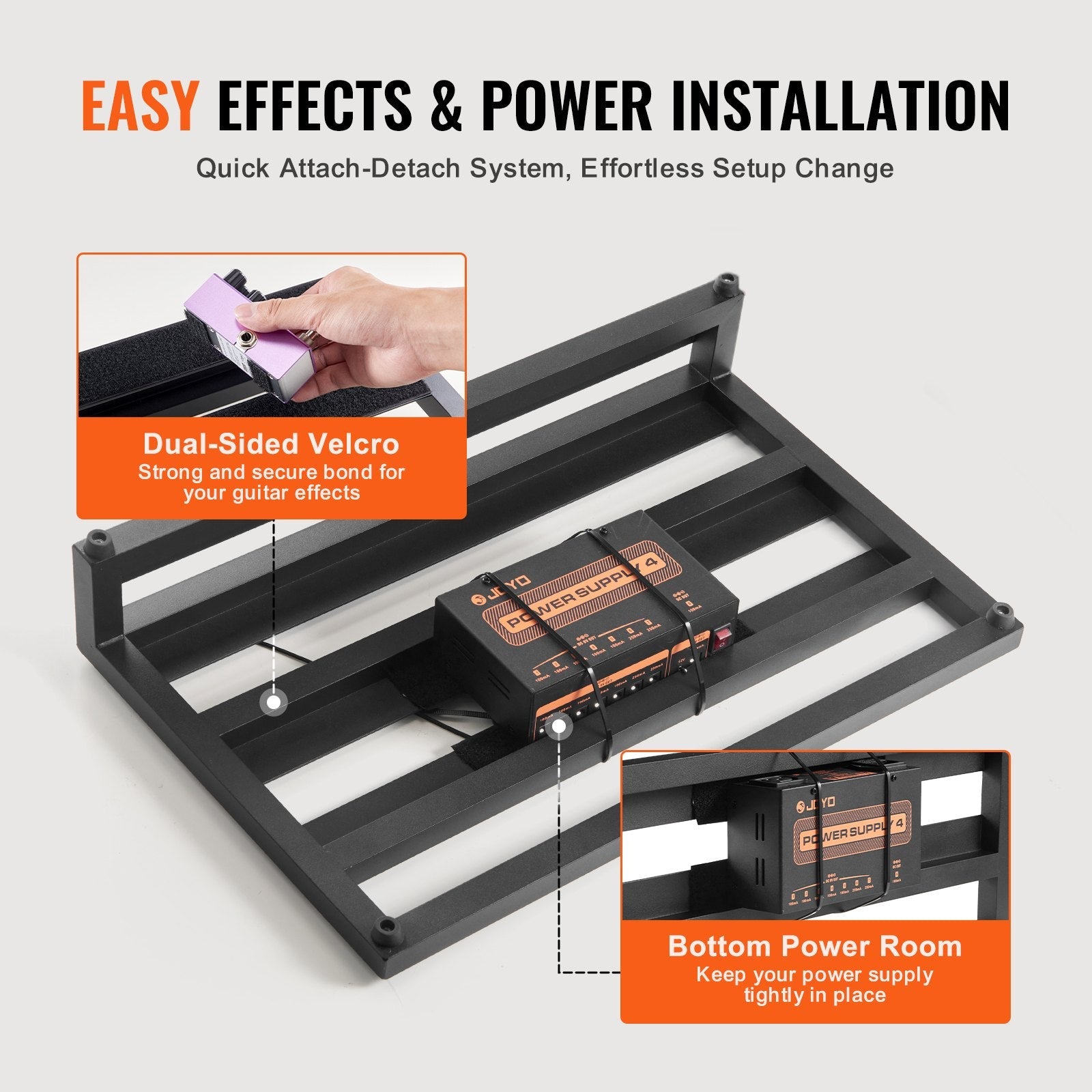 VEVOR Guitar Pedal Board, 20'' x 11'', Aluminum Alloy 2.2 lbs Super Light Guitar Effects PedalBoard, with Carry Bag Tape Fixed Strap Shoulder Strap Rolling Strips, Accommodate 10-12 Guitar Pedals 