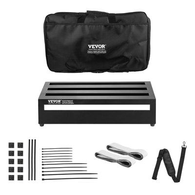VEVOR Guitar Pedal Board, 20'' x 11'', Aluminum Alloy 2.2 lbs Super Light Guitar Effects PedalBoard, with Carry Bag Tape Fixed Strap Shoulder Strap Rolling Strips, Accommodate 10-12 Guitar Pedals 