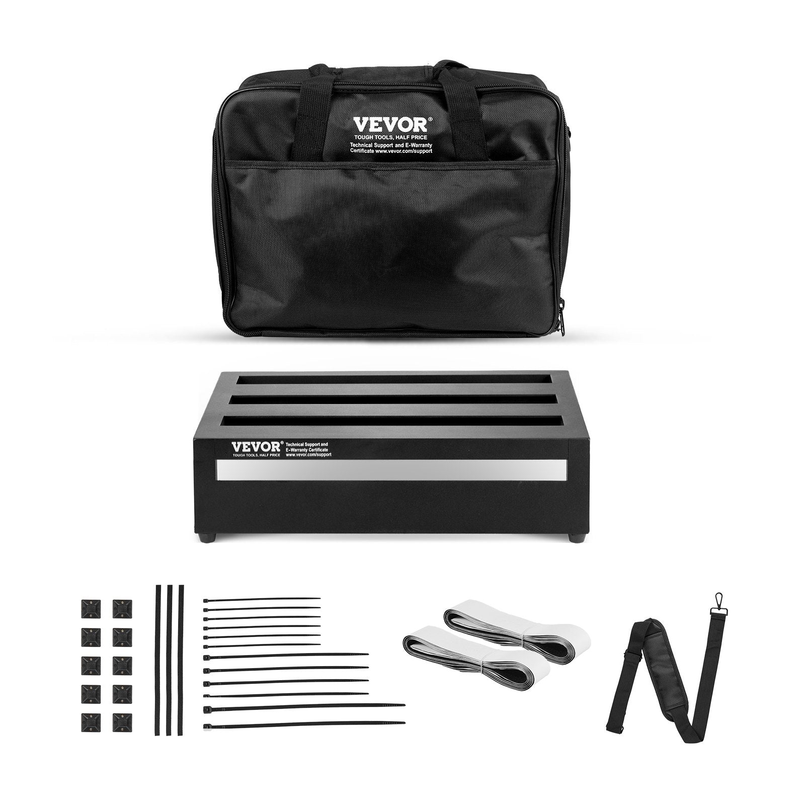 VEVOR Guitar Pedal Board, 14'' x 11'', Aluminum Alloy 1.7 lbs Super Light Guitar Effects Pedal Board with Carry Bag High Quality Tape Fixed Strap Shoulder Strap, Accommodate 8 Guitar Pedals, Medium 