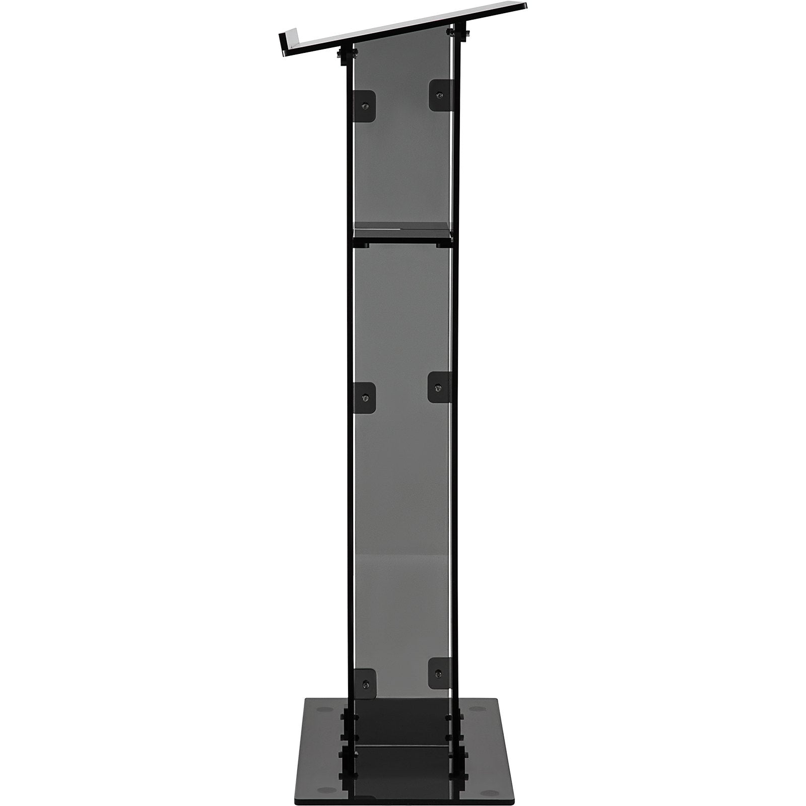 VEVOR Acrylic Pulpit, 47" Tall, Clear Podium Stand w/ Wide Reading Surface & Storage Shelf, Floor-Standing Plexiglass Lectern for Church Office School, Black 