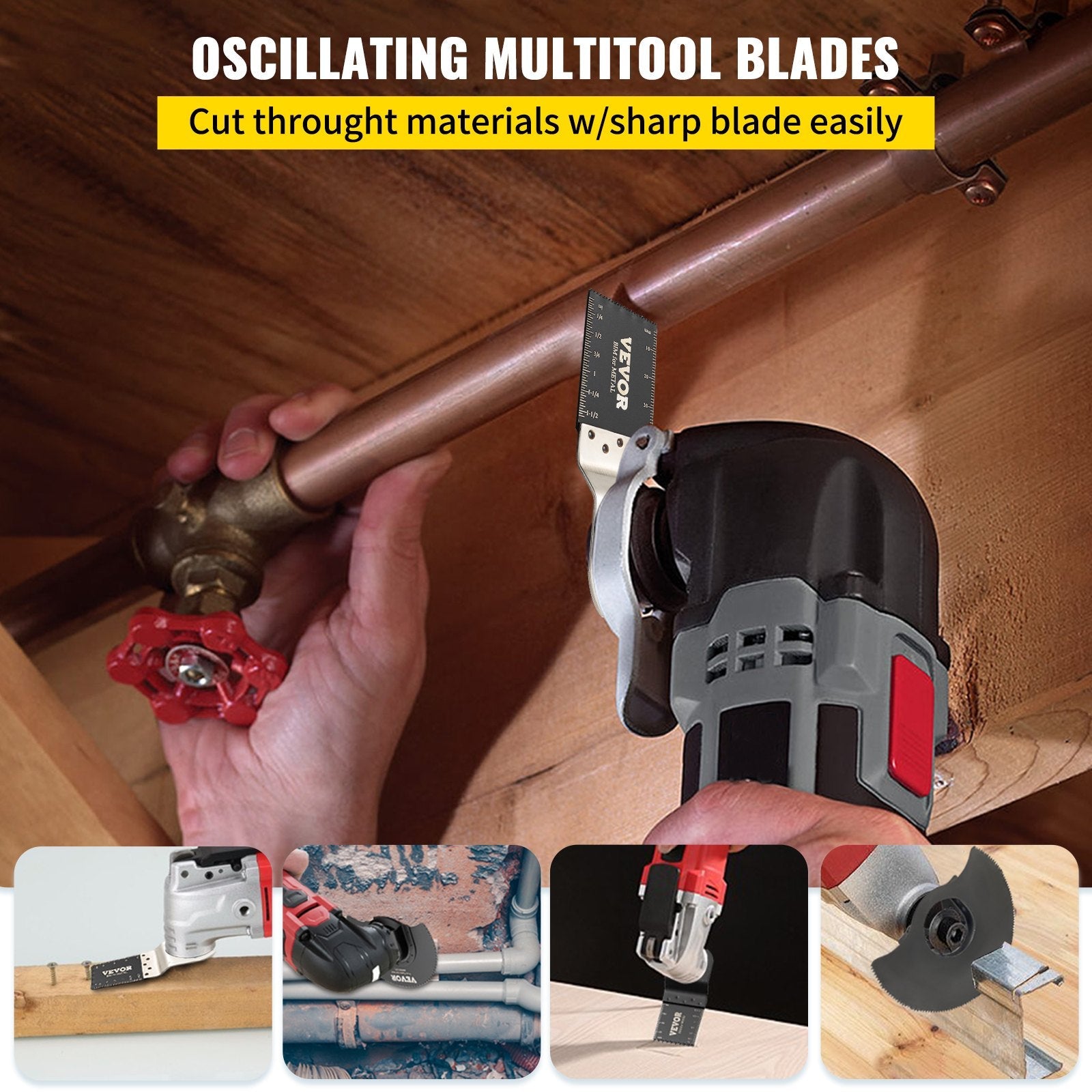 VEVOR 50 PCS Oscillating Saw Blades, Quick Release Multitool Blades Kit, HCS Tool Blades for Wood Plastic Metal Nails Bolts, Compatible with Dewalt Dremel Fein Worx Bosch Makita Milwaukee 