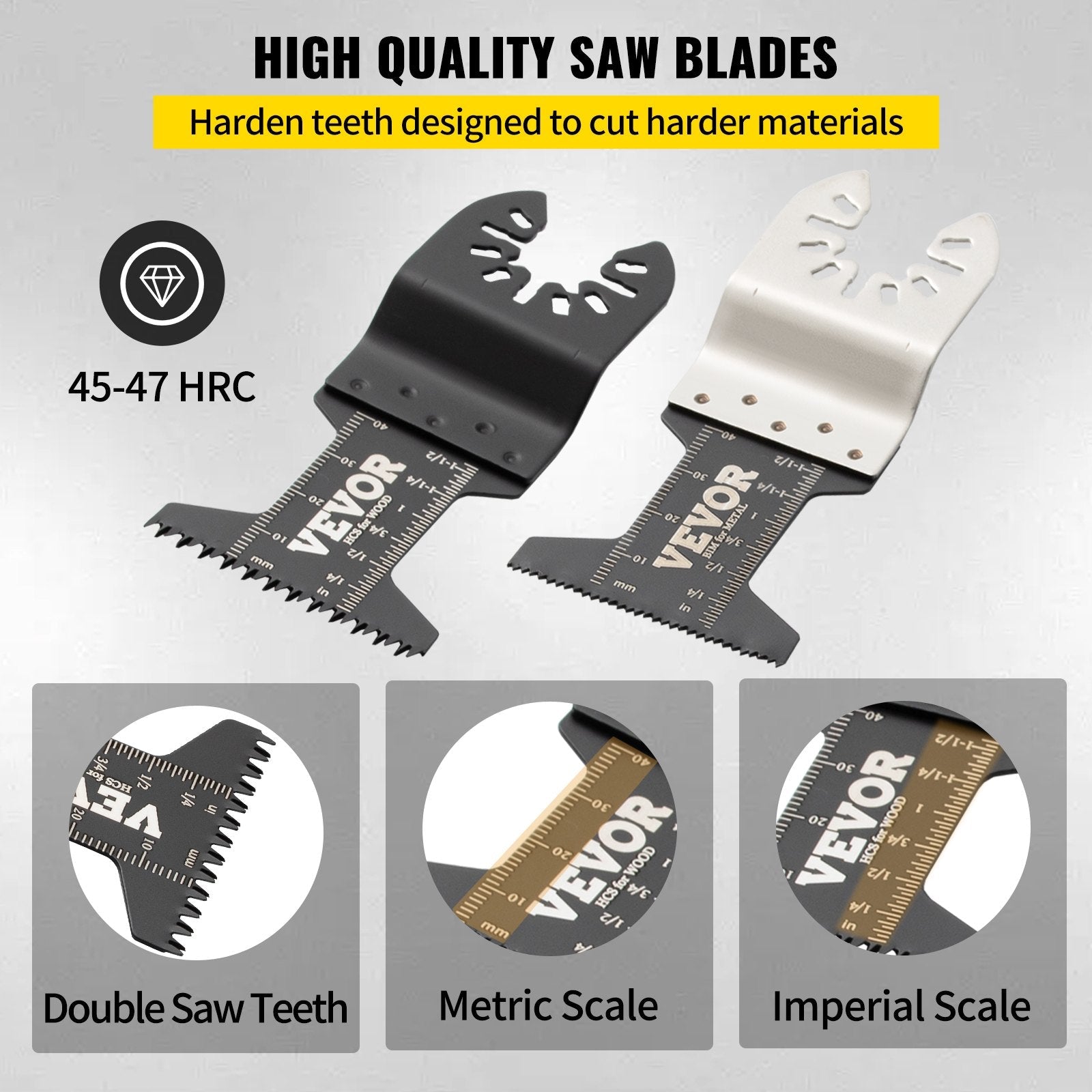VEVOR 50 PCS Oscillating Saw Blades, Quick Release Multitool Blades Kit, HCS Tool Blades for Wood Plastic Metal Nails Bolts, Compatible with Dewalt Dremel Fein Worx Bosch Makita Milwaukee 