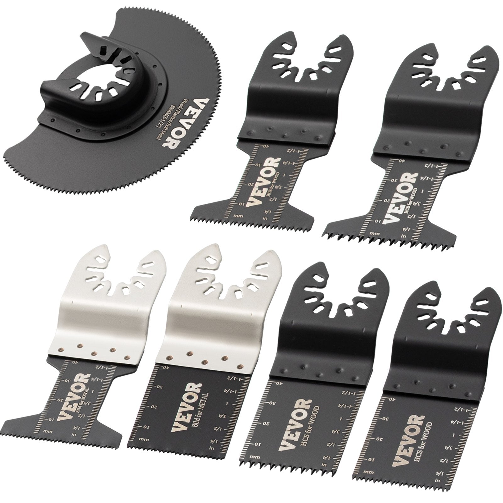 VEVOR 50 PCS Oscillating Saw Blades, Quick Release Multitool Blades Kit, HCS Tool Blades for Wood Plastic Metal Nails Bolts, Compatible with Dewalt Dremel Fein Worx Bosch Makita Milwaukee 