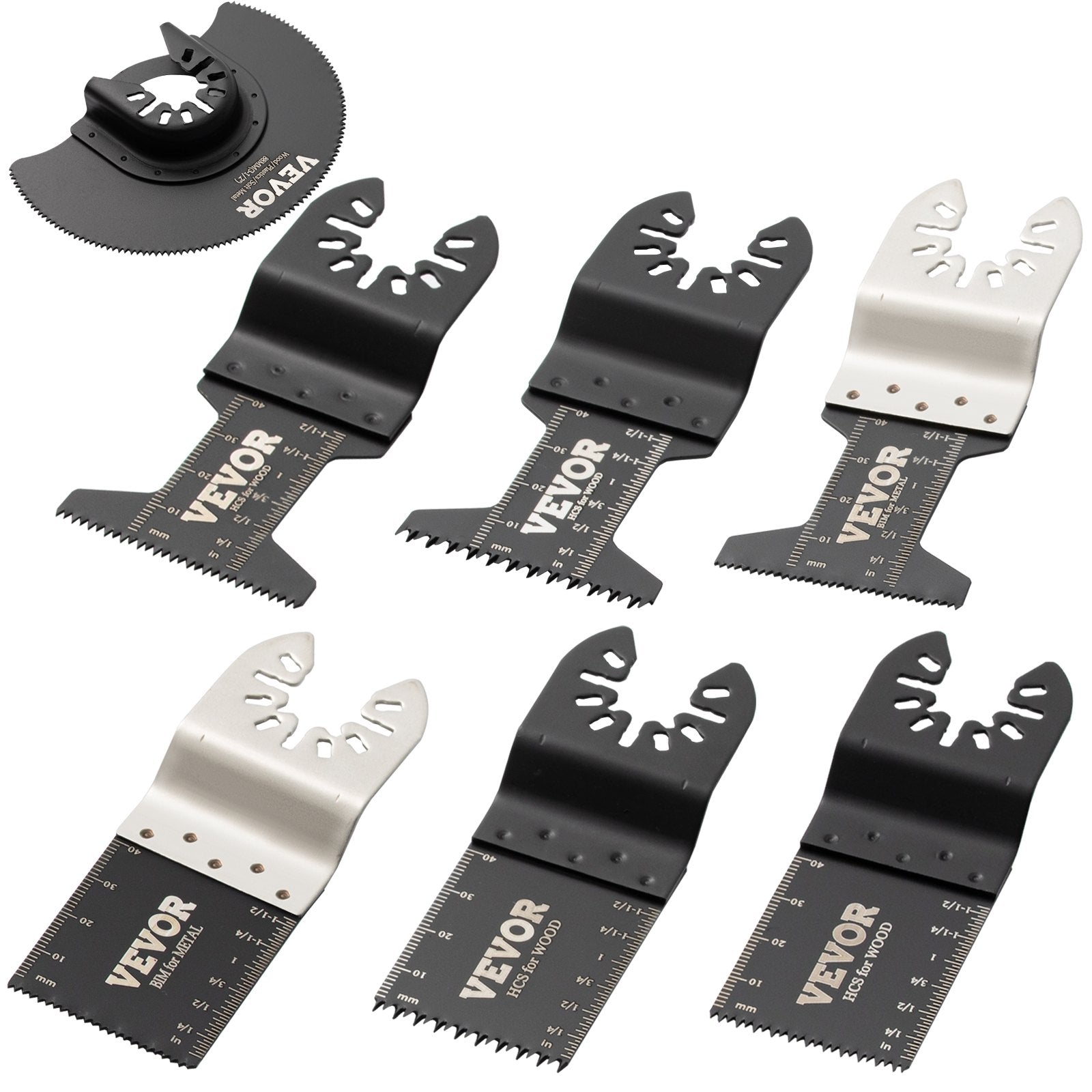 VEVOR 50 PCS Oscillating Saw Blades, Quick Release Multitool Blades Kit, HCS Tool Blades for Wood Plastic Metal Nails Bolts, Compatible with Dewalt Dremel Fein Worx Bosch Makita Milwaukee 
