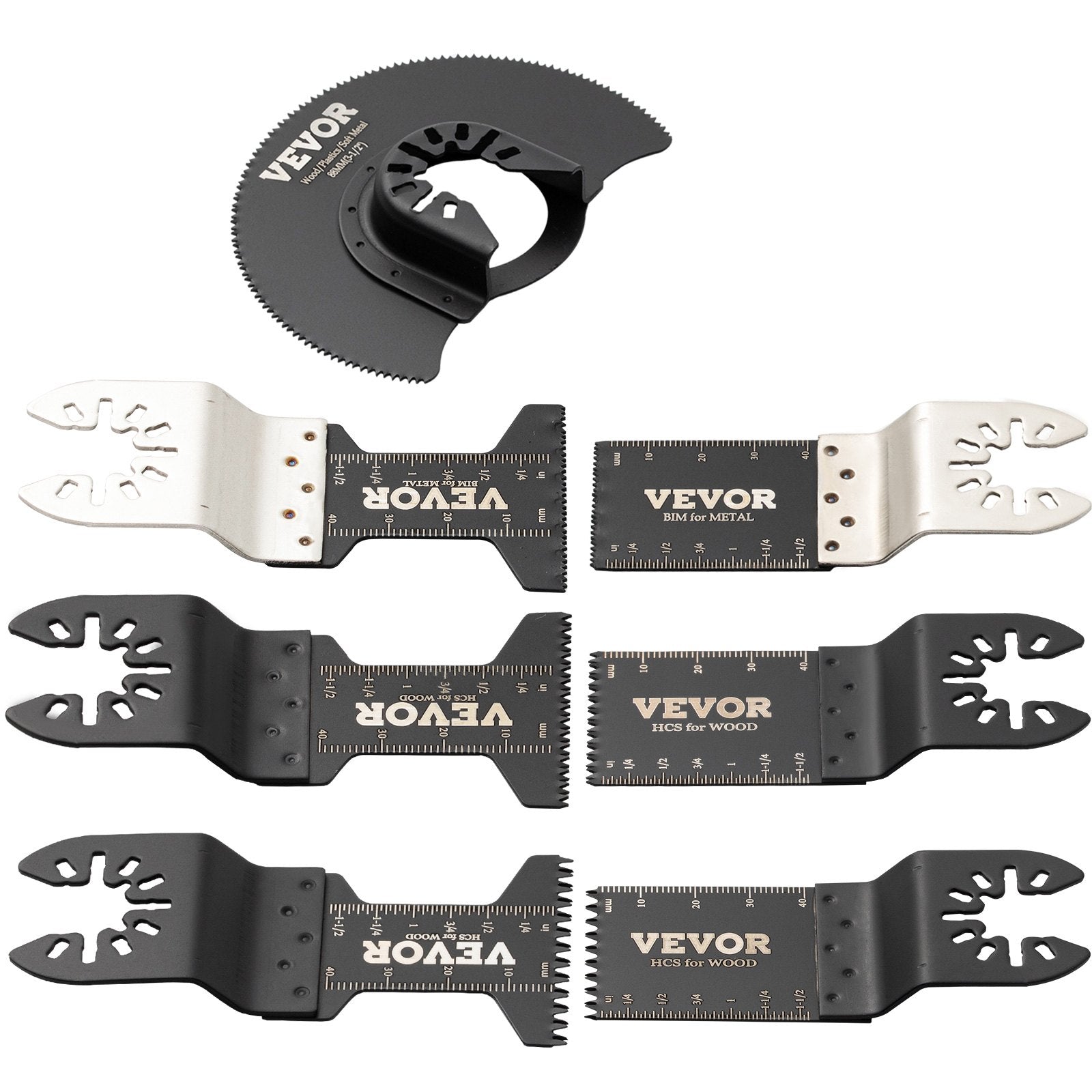 VEVOR 50 PCS Oscillating Saw Blades, Quick Release Multitool Blades Kit, HCS Tool Blades for Wood Plastic Metal Nails Bolts, Compatible with Dewalt Dremel Fein Worx Bosch Makita Milwaukee 