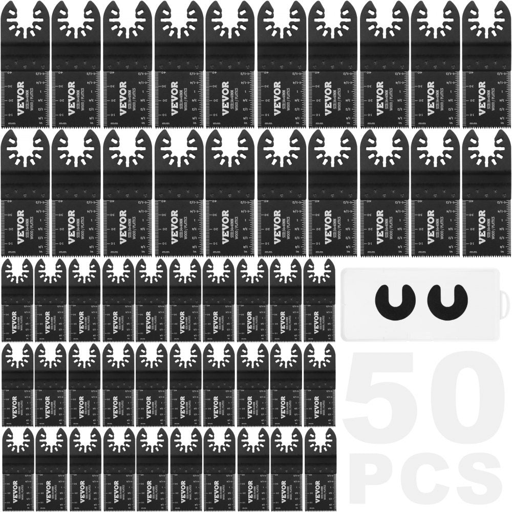 VEVOR 50PCS Oscillating Saw Blades, Universal Quick Release Oscillating Saw Blades, Multitool Tool Blades for Wood Plastic Aluminum, Fit Dewalt Bosch Milwaukee Hitachi Chicago Craftsman 
