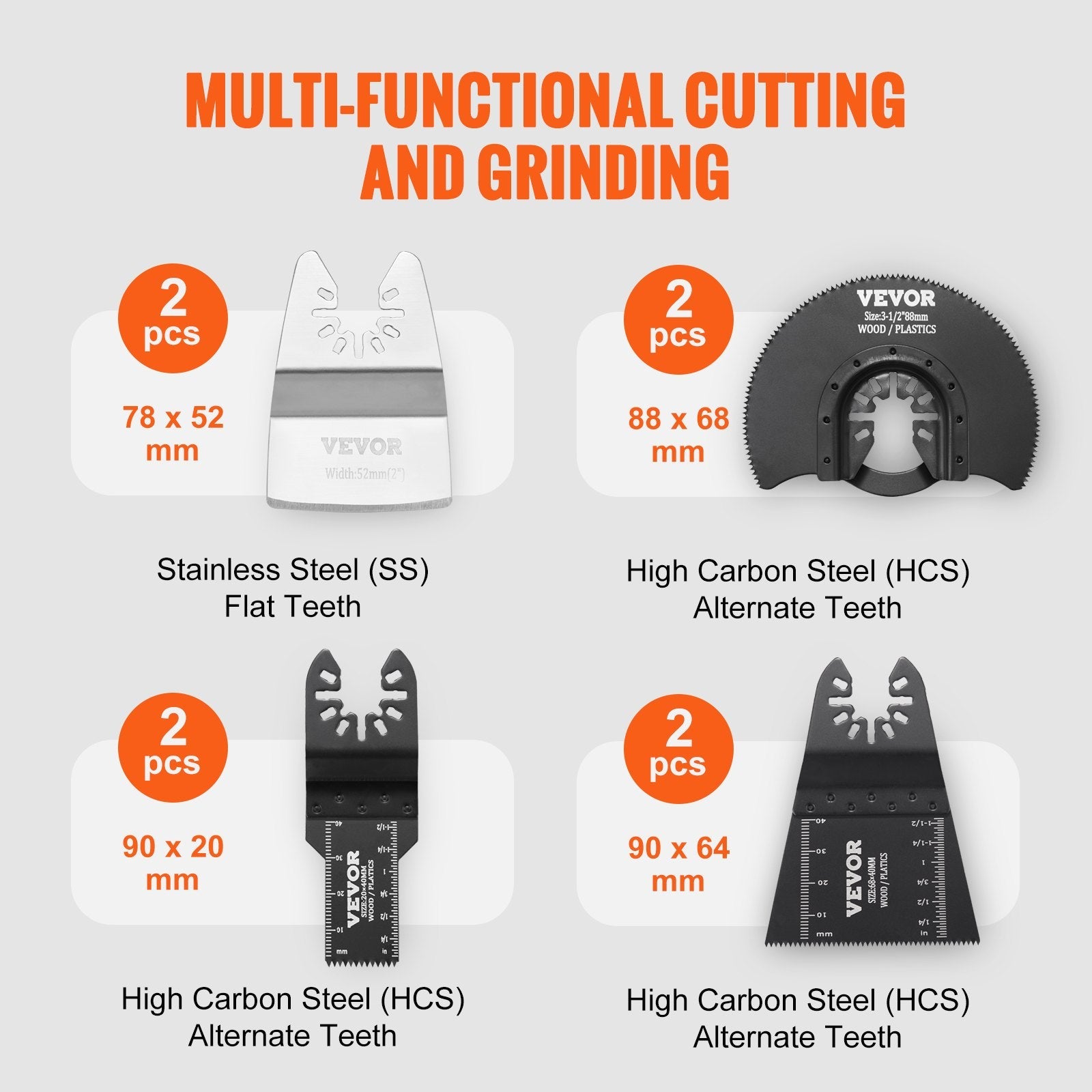 VEVOR 30PCS Multi Tool Blades Kits, Universal Quick Release Oscillating Saw Blades, 8 Types Wood Metal Plastic Oscillating Tool Blades, Fit Dewalt Bosch Milwaukee Hitachi Chicago Craftsman 