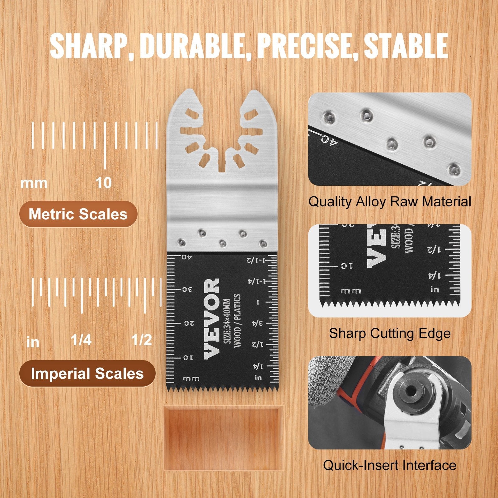 VEVOR 30PCS Multi Tool Blades Kits, Universal Quick Release Oscillating Saw Blades, 8 Types Wood Metal Plastic Oscillating Tool Blades, Fit Dewalt Bosch Milwaukee Hitachi Chicago Craftsman 