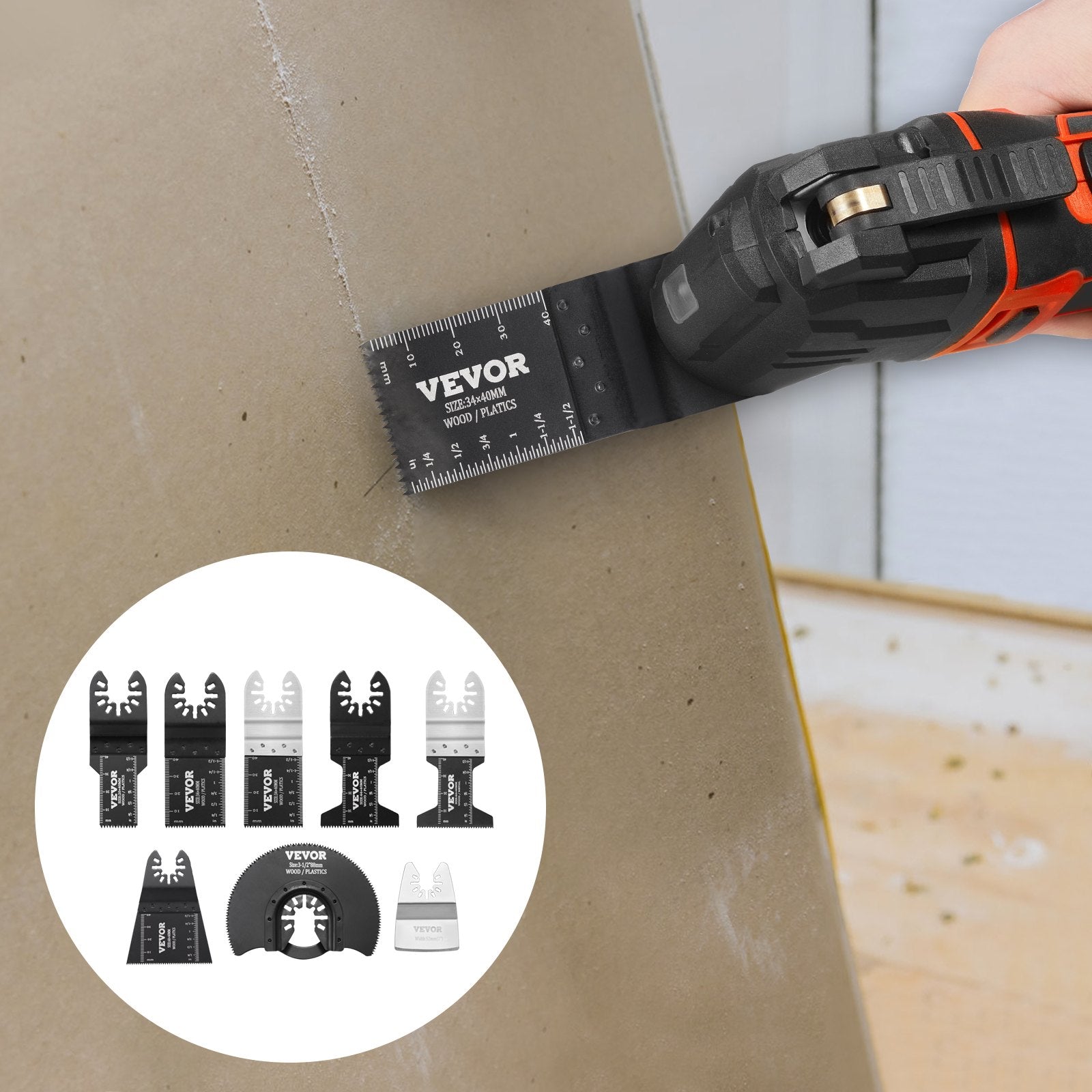 VEVOR 30PCS Multi Tool Blades Kits, Universal Quick Release Oscillating Saw Blades, 8 Types Wood Metal Plastic Oscillating Tool Blades, Fit Dewalt Bosch Milwaukee Hitachi Chicago Craftsman 