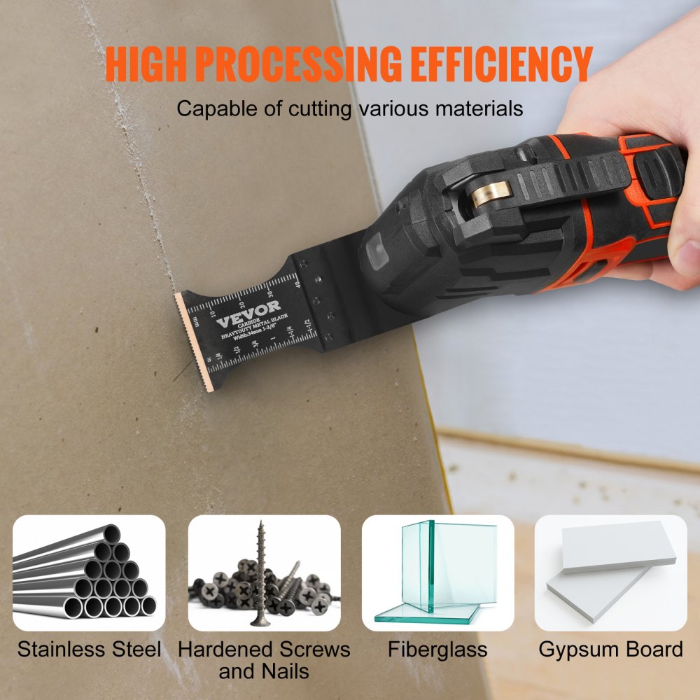 VEVOR 3PCS Carbide Oscillating Tool Blades, Universal Quick Release Oscillating Saw Blades, Multitool Tool Blades for Hard Material, Metal, Nails, Bolts, Fit Dewalt Milwaukee Hitachi Chicago 