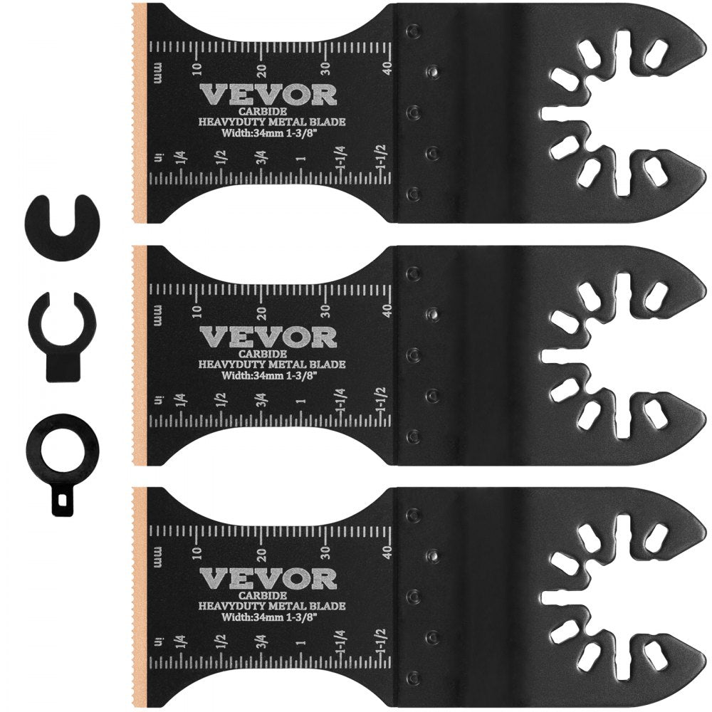 VEVOR 3PCS Carbide Oscillating Tool Blades, Universal Quick Release Oscillating Saw Blades, Multitool Tool Blades for Hard Material, Metal, Nails, Bolts, Fit Dewalt Milwaukee Hitachi Chicago 