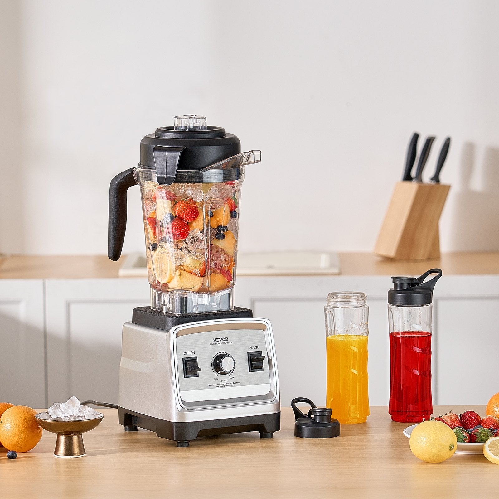 VEVOR 85 oz 1400W Blender for Smoothies Food Processing Blender for Kitchen 