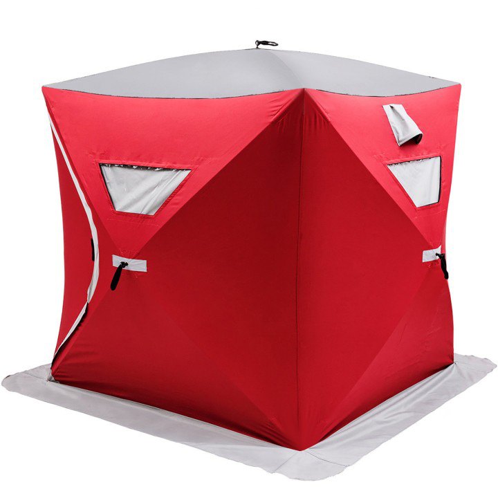 VEVOR Ice Fishing Shelter Tent 3-Person Pop Up House Portable Outdoor Fish Equipment 300D Oxford Fabric Ice Fish Shelter 89.76 x 89.76 x 79.92 inches Strong Waterproof Tent for Outdoor Fishing 