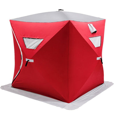 VEVOR Ice Fishing Shelter Tent 3-Person Pop Up House Portable Outdoor Fish Equipment 300D Oxford Fabric Ice Fish Shelter 89.76 x 89.76 x 79.92 inches Strong Waterproof Tent for Outdoor Fishing 