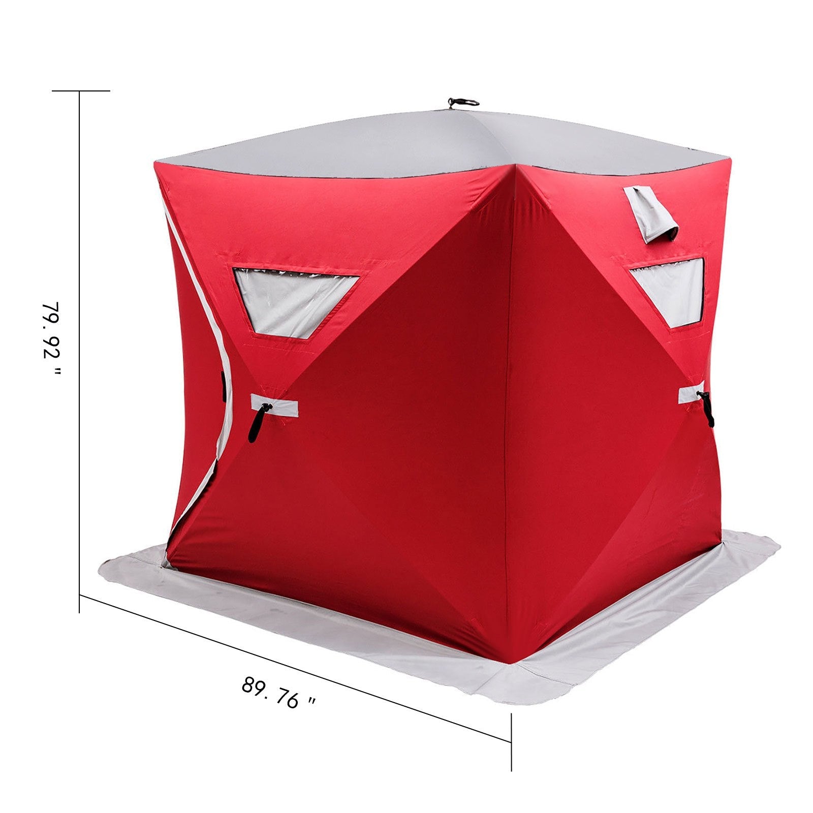 VEVOR Ice Fishing Shelter Tent 3-Person Pop Up House Portable Outdoor Fish Equipment 300D Oxford Fabric Ice Fish Shelter 89.76 x 89.76 x 79.92 inches Strong Waterproof Tent for Outdoor Fishing 