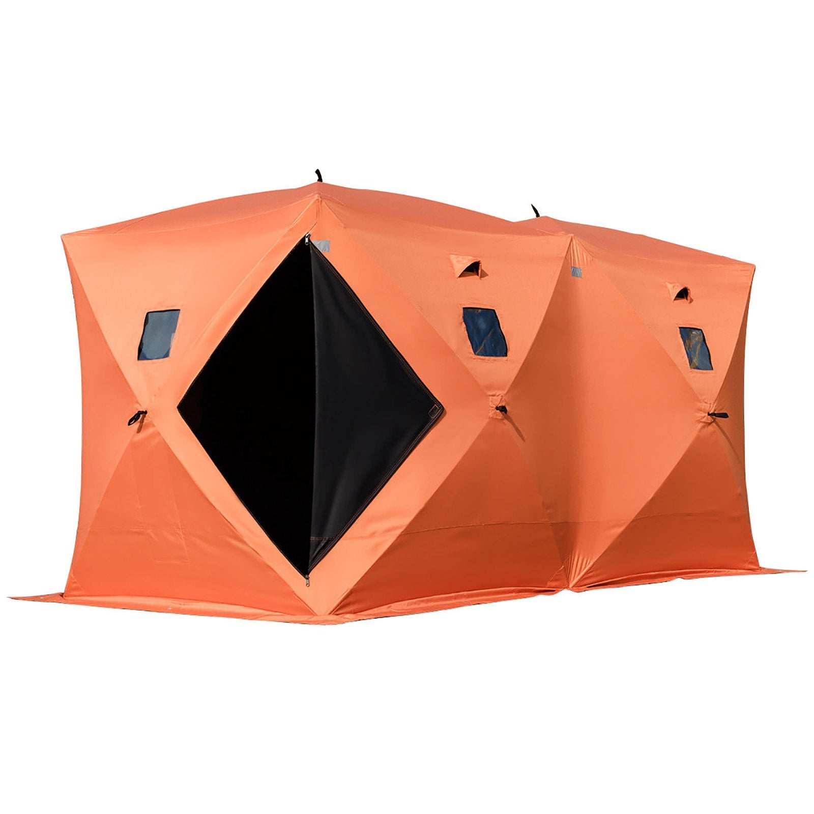 VEVOR 8 Person Ice Fishing Shelter Tent, 300D Oxford Fabric Portable Ice Shelter with Pop-up Pull Design, Strong Waterproof and Windproof Ice Fish Shelter for Outdoor Fishing, Orange 