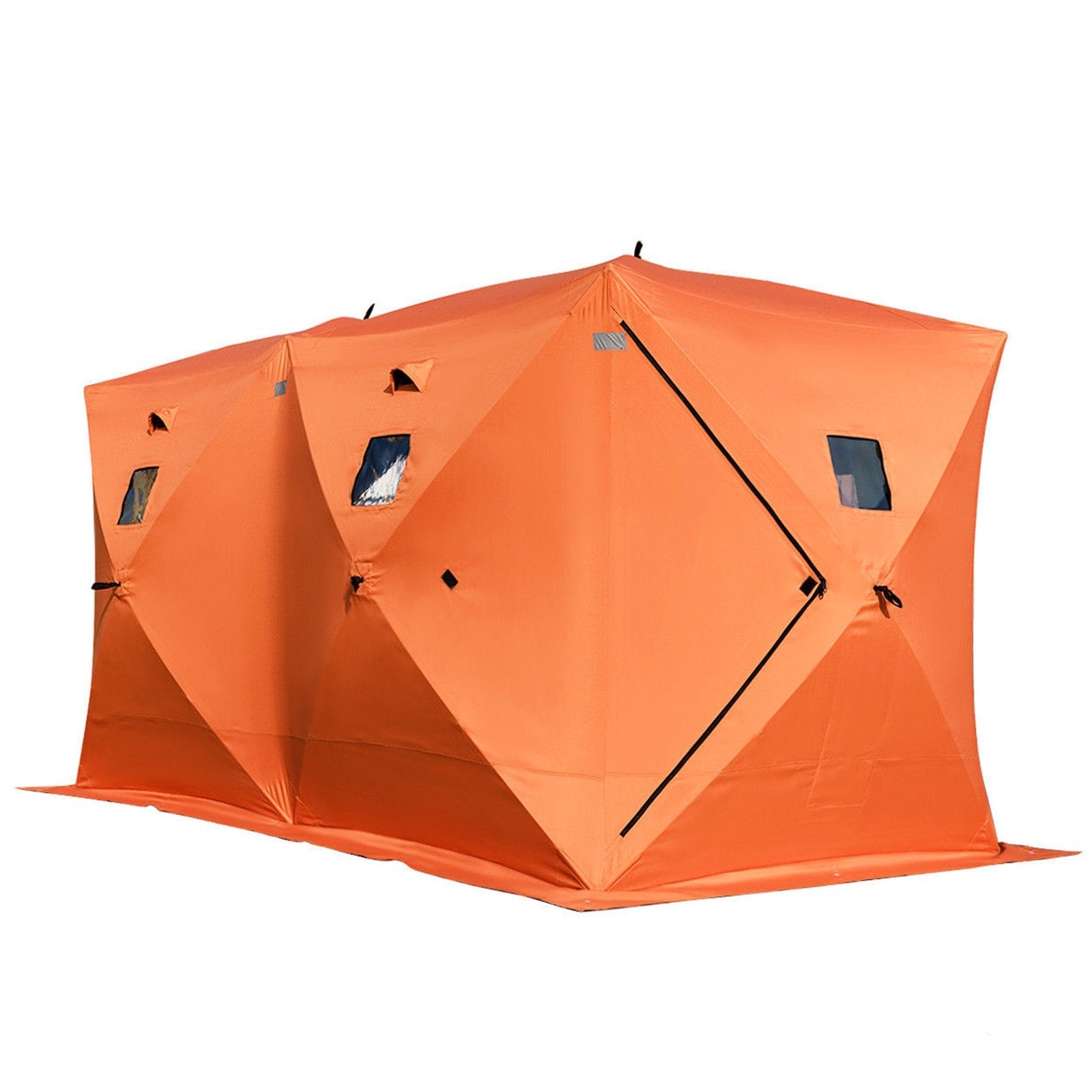 VEVOR 8 Person Ice Fishing Shelter Tent, 300D Oxford Fabric Portable Ice Shelter with Pop-up Pull Design, Strong Waterproof and Windproof Ice Fish Shelter for Outdoor Fishing, Orange 