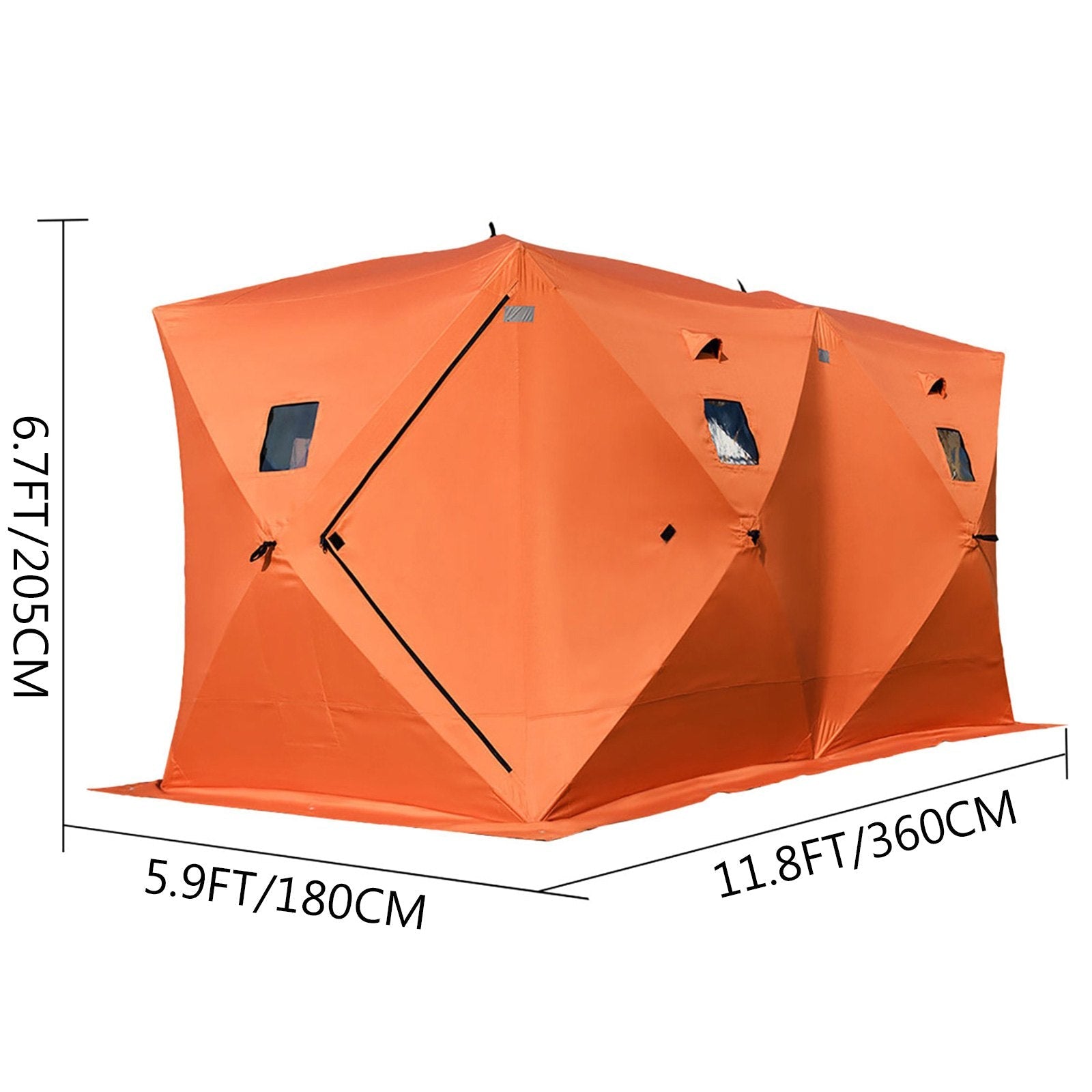 VEVOR 8 Person Ice Fishing Shelter Tent, 300D Oxford Fabric Portable Ice Shelter with Pop-up Pull Design, Strong Waterproof and Windproof Ice Fish Shelter for Outdoor Fishing, Orange 