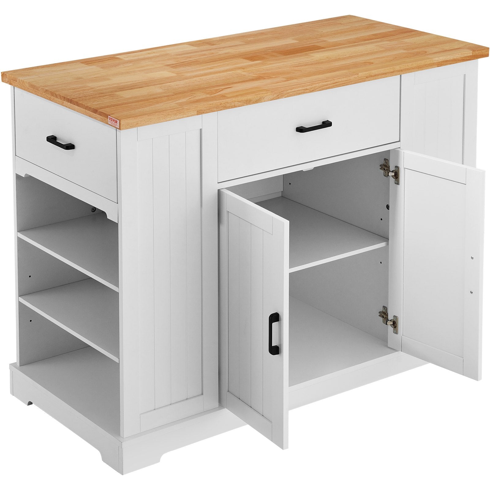 VEVOR Kitchen Island Cart Storage Cabinet Serving Cart with Drawer & Shelves 
