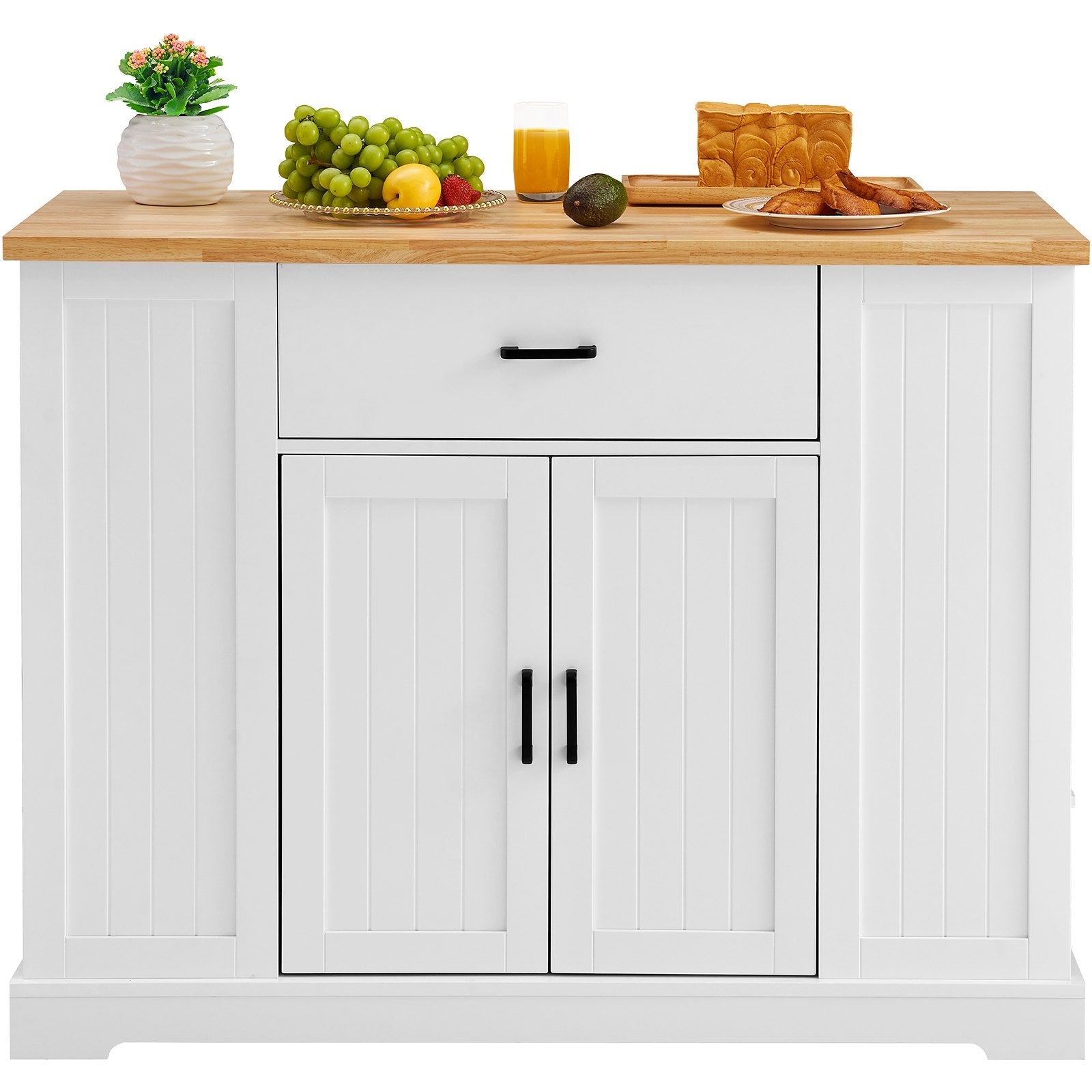 VEVOR Kitchen Island Cart Storage Cabinet Serving Cart with Drawer & Shelves 