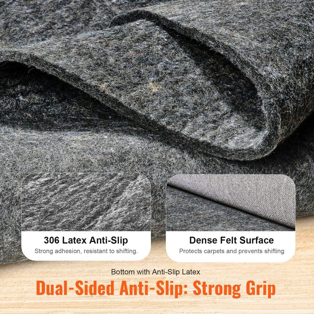 VEVOR Rug Pad Gripper 9' x 12' Protective Carpet Pad 0.47" Thick for All Floors 