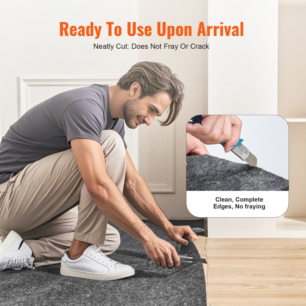VEVOR Rug Pad Gripper 9' x 12' Protective Carpet Pad 0.47" Thick for All Floors 