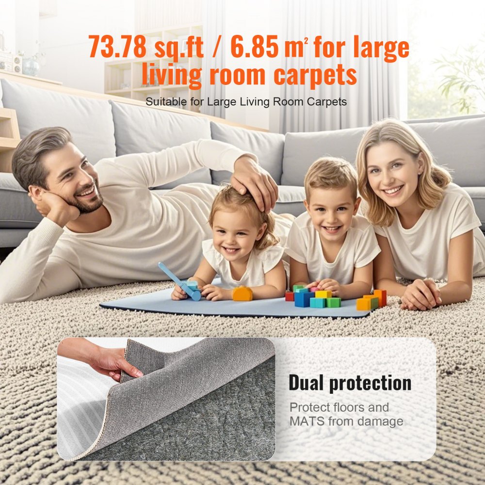 VEVOR Rug Pad Gripper 8' x 10' Protective Carpet Pad 0.24" Thick for All Floors 