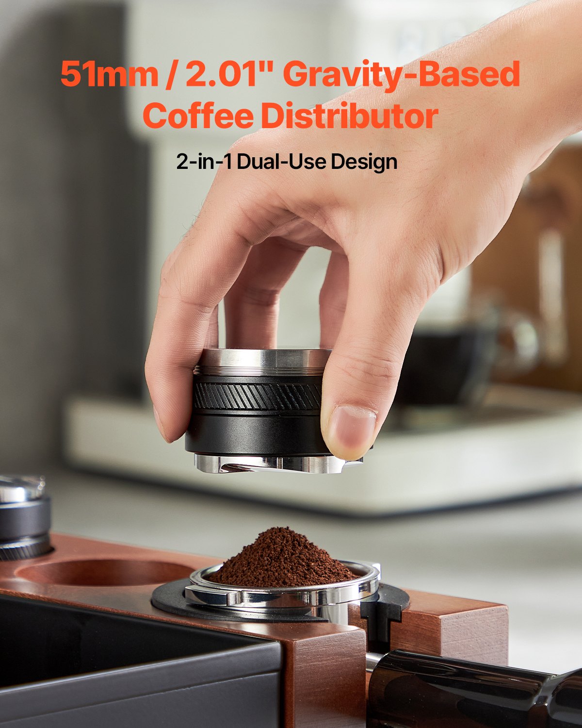 VEVOR 51mm Coffee Distributor 2-in-1 Adjustable Espresso Distributor for Home 