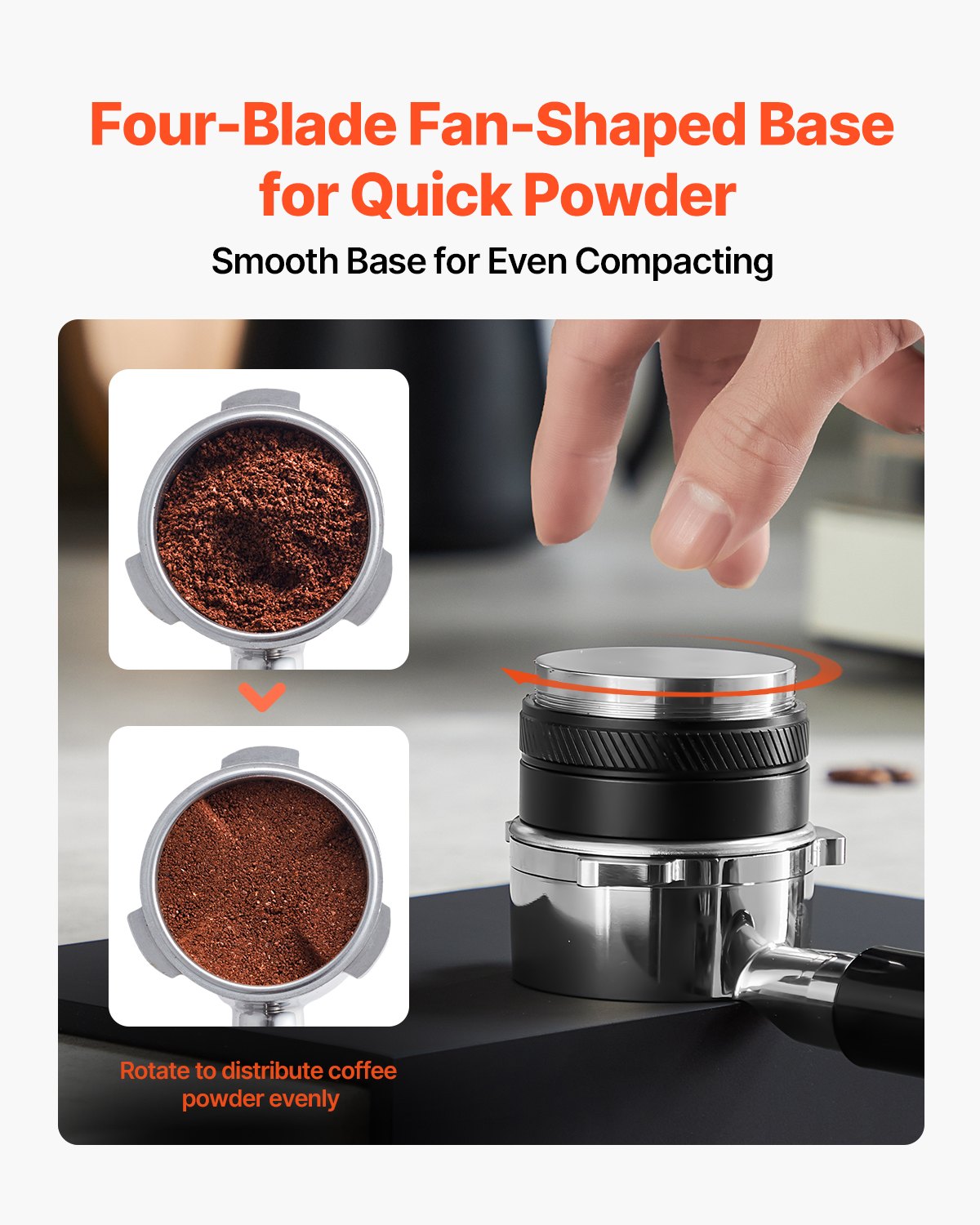 VEVOR 58mm Coffee Distributor 2-in-1 Adjustable Espresso Distributor for Home 
