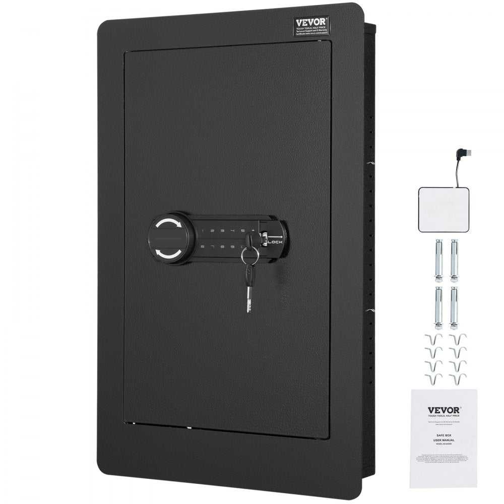 VEVOR 25.59" Tall Wall Safe 3-Tier Hidden Safe with Keypad Shelves & Key Holders 