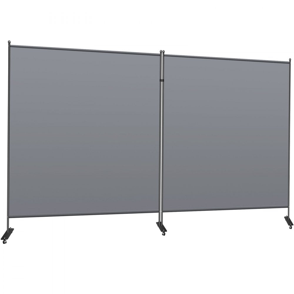 VEVOR Office Partition 142" W x 14" D x 72" H Room Divider Wall 2-Panel Office Divider Folding Portable Office Walls Dividers with Non-See-Through Fabric Room Partition Gray for Room Office Restaurant 