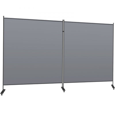 VEVOR Office Partition 142" W x 14" D x 72" H Room Divider Wall 2-Panel Office Divider Folding Portable Office Walls Dividers with Non-See-Through Fabric Room Partition Gray for Room Office Restaurant 