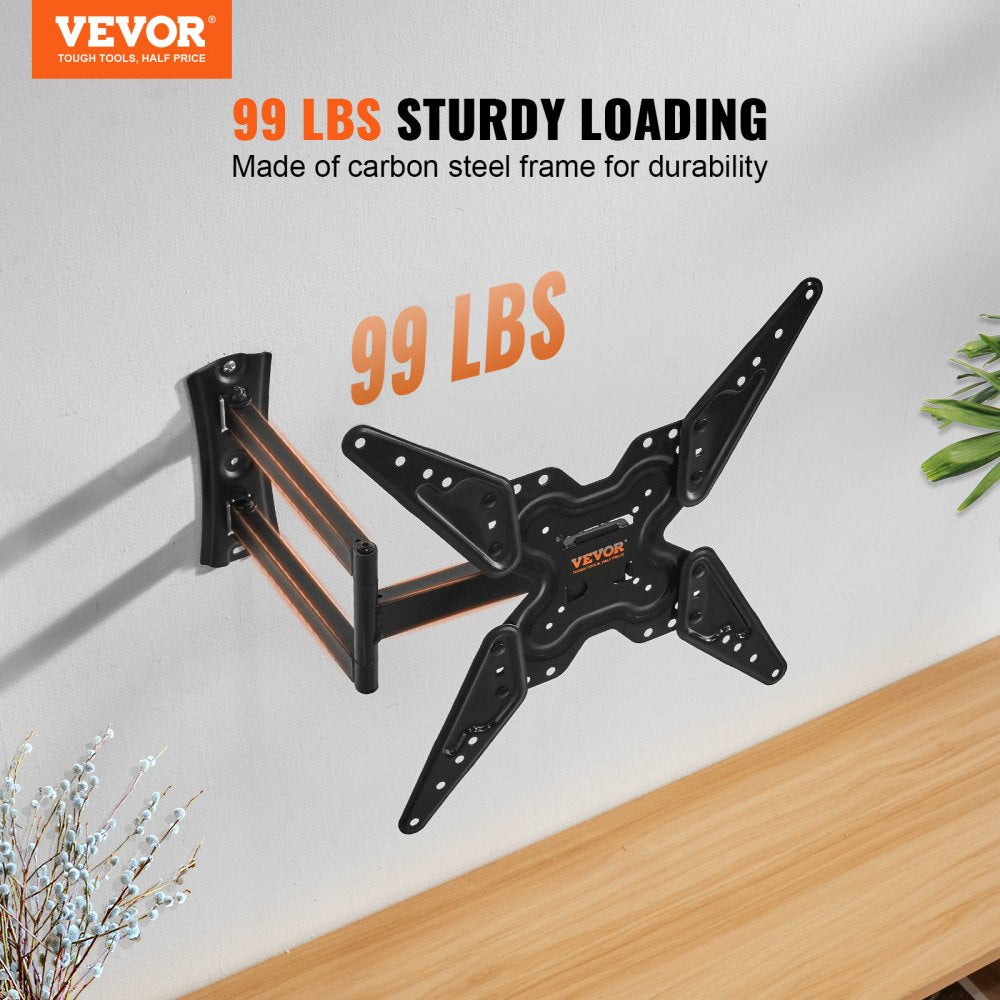 VEVOR Full Motion TV Mount Fits for Most 26-55 inch TVs, Swivel Tilt Horizontal Adjustment TV Wall Mount Bracket with Articulating Arm, Max VESA 400x400mm , Holds up to 99 lbs 