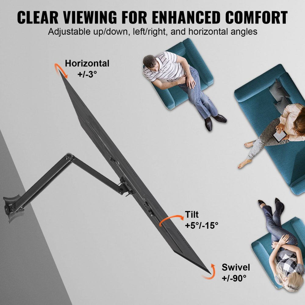 VEVOR Full Motion TV Mount Fits for Most 26-55 inch TVs, Swivel Tilt Horizontal Adjustment TV Wall Mount Bracket with Articulating Arm, Max VESA 400x400mm , Holds up to 99 lbs 