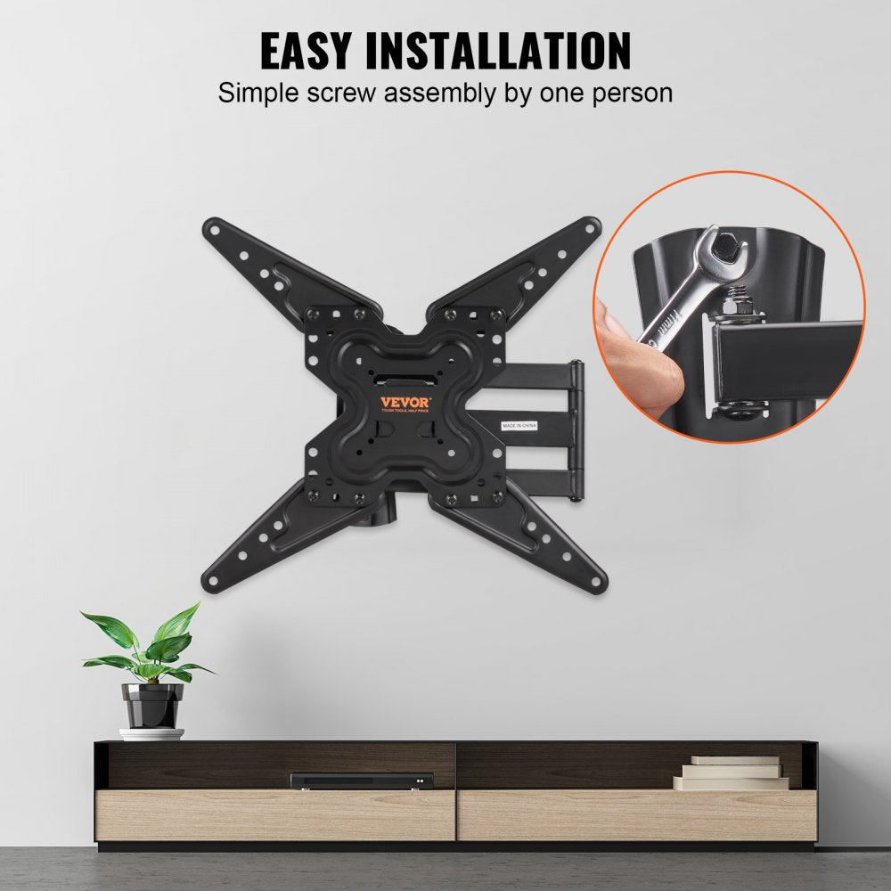 VEVOR Full Motion TV Mount Fits for Most 26-55 inch TVs, Swivel Tilt Horizontal Adjustment TV Wall Mount Bracket with Articulating Arm, Max VESA 400x400mm , Holds up to 99 lbs 
