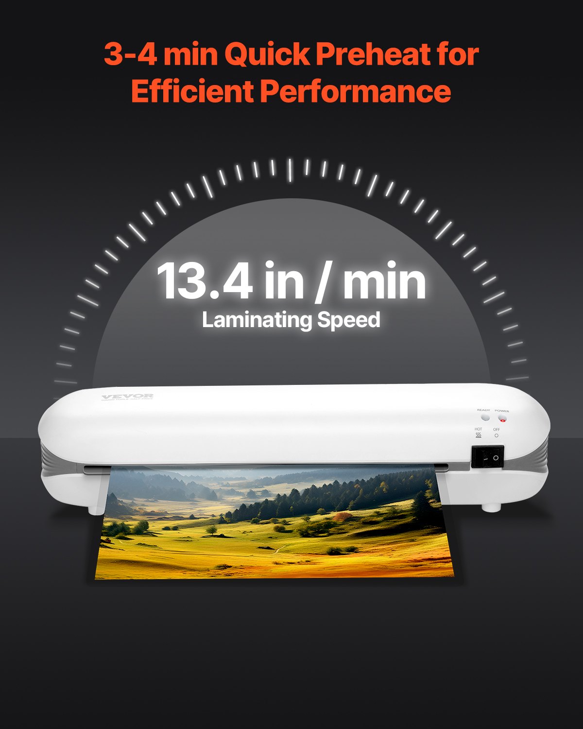 VEVOR Laminator Machine Thermal Laminator for Max A4 Size 3-5mil Thickness White 