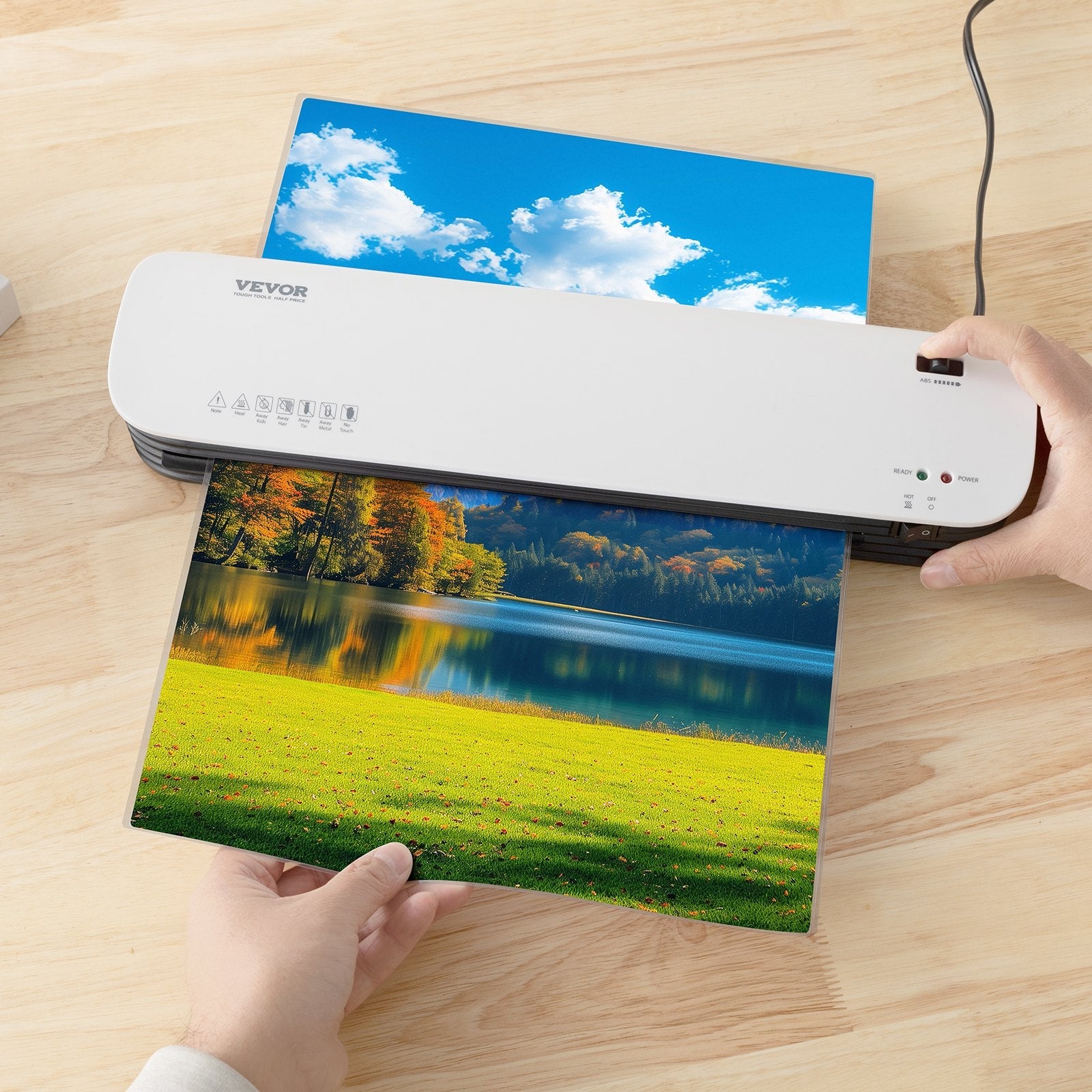 VEVOR Laminator Machine Thermal Laminator for Max A4 Size 3-5mil Thickness White 