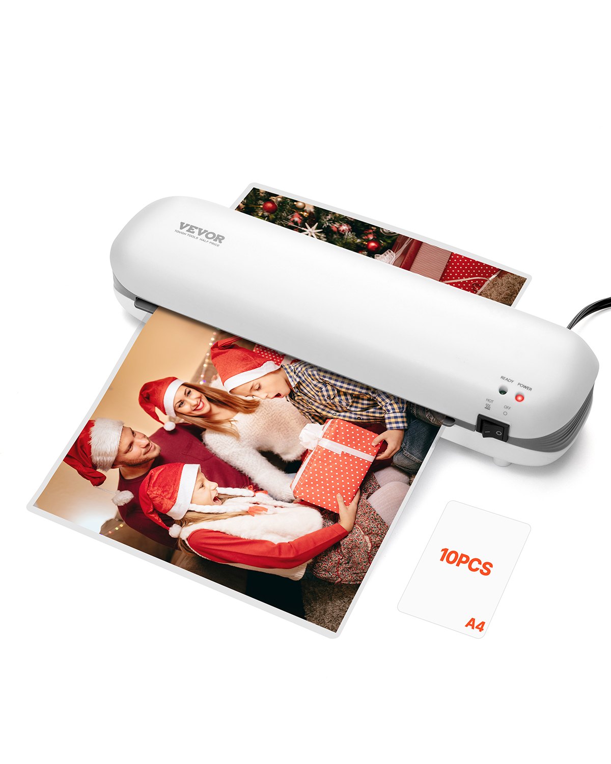 VEVOR Laminator Machine Thermal Laminator for Max A4 Size 3-5mil Thickness White 
