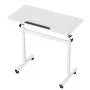 Adjustable Mobile Standing Desk, 32" Rolling Sit-Stand Workstation with 360° Tilting Desktop, Lockable Casters & Hook, White