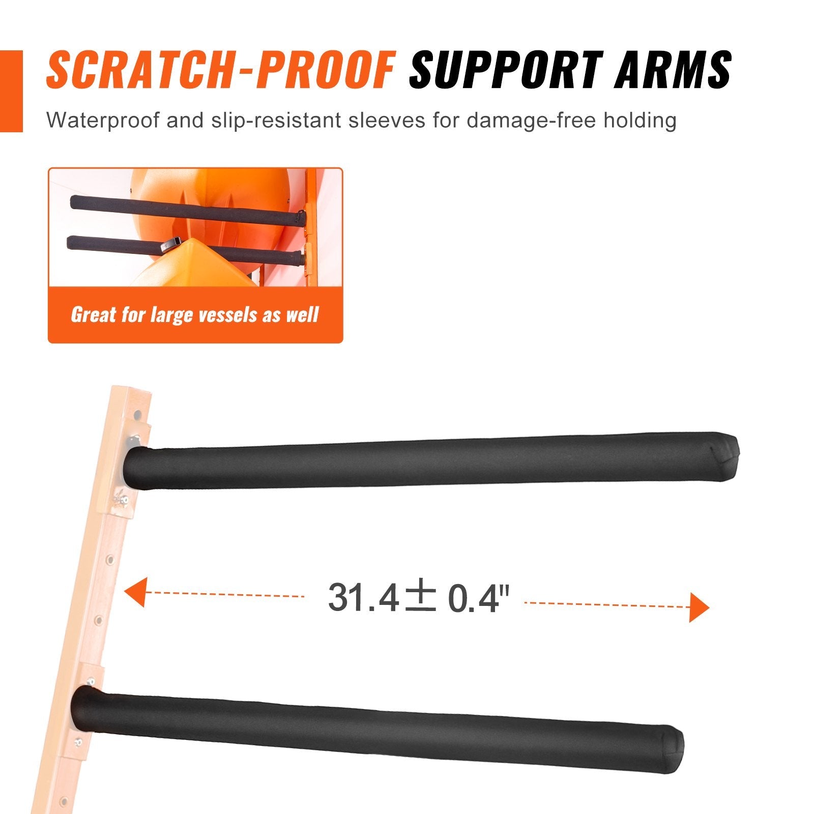 VEVOR Wall Kayak Storage Rack, 4-Capacity Wall Mounted Kayak Holders for Kayak Canoe Paddle Board, Kayak Storage Hooks with Adjustable Padded Arms, 400 LBS Load Kayak Hanger for Indoor Outdoor Garage 