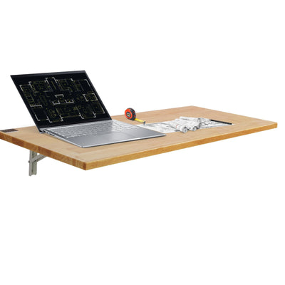 VEVOR Wall Mounted Folding Table, 47.24" x 19.69" Wall Mount Drop Leaf Table, Wooden Floating Desk with Iron Bracket, Fold Down Desk for Small Spaces, Home Office, Dining, Laundry Room, Kitchen, Bar 