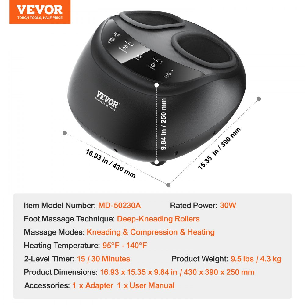 VEVOR Shiatsu Foot Massager Heated Deep Kneading Feet Massager for Pain Relief 
