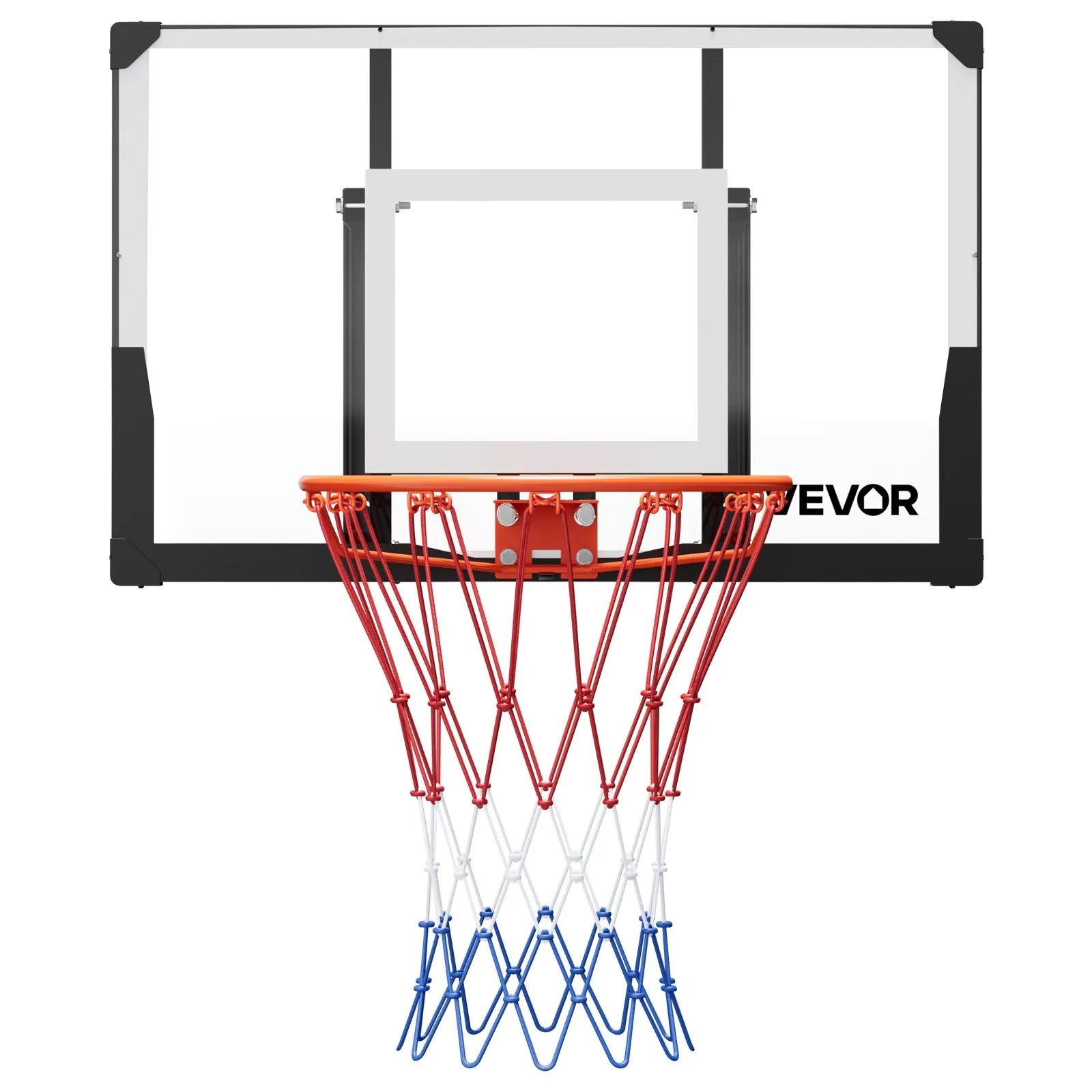 VEVOR Wall Mount Basketball Hoop, 44-inch PC Backboard Mounted Basketball Hoop Outdoor with Solid Steel, 0.08 inch Thickened Backboard, Thickened Woven Nylon Basketballs Net, Indoor & Outdoor Use 