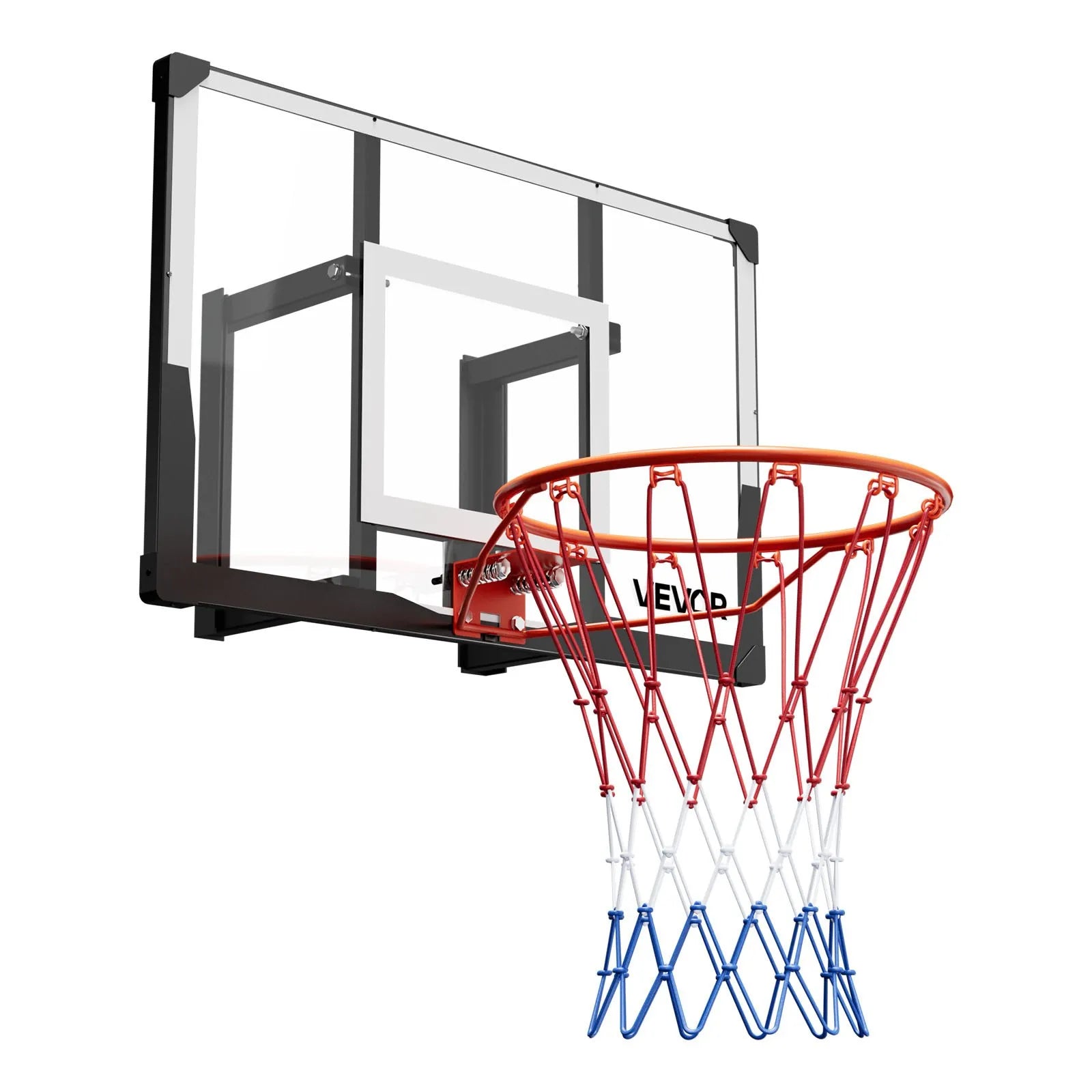VEVOR Wall Mount Basketball Hoop, 44-inch PC Backboard Mounted Basketball Hoop Outdoor with Solid Steel, 0.08 inch Thickened Backboard, Thickened Woven Nylon Basketballs Net, Indoor & Outdoor Use 
