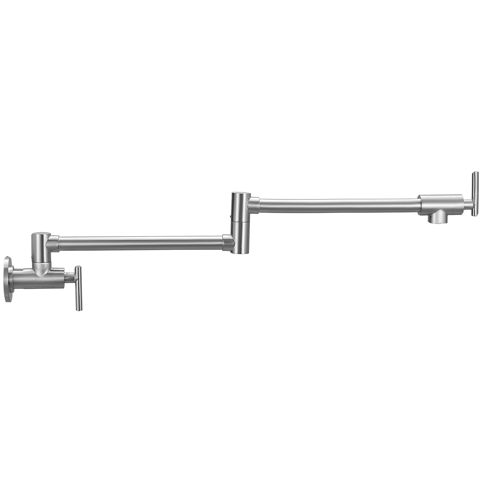 VEVOR Pot Filler Faucet, Solid Brass Commercial Wall Mount Kitchen Stove Faucet with Gold Brushed Finish, Folding Restaurant Sink Faucet with Double Joint Swing Arm & 2 Handles 