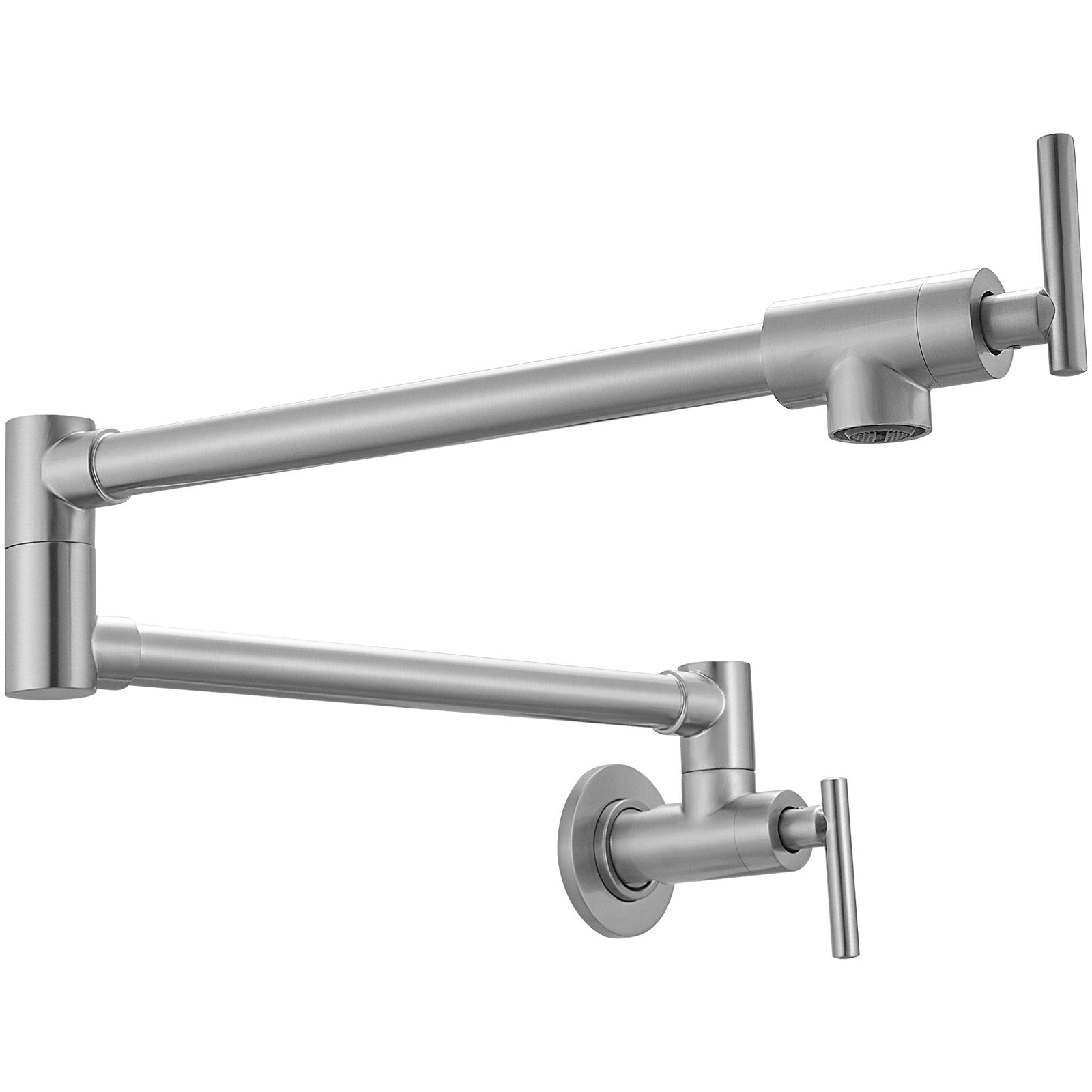 VEVOR Pot Filler Faucet, Solid Brass Commercial Wall Mount Kitchen Stove Faucet with Gold Brushed Finish, Folding Restaurant Sink Faucet with Double Joint Swing Arm & 2 Handles 